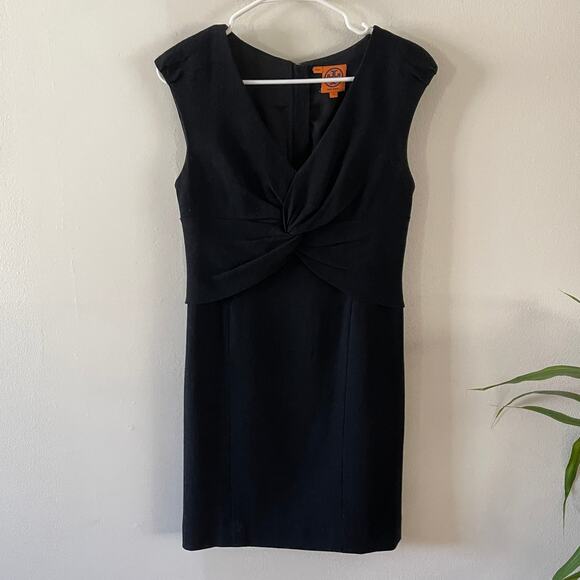 Tory Burch Patrice Twist Front Sheath Dress Sz 4 Black Classic Workwear Cocktail - Picture 2 of 13